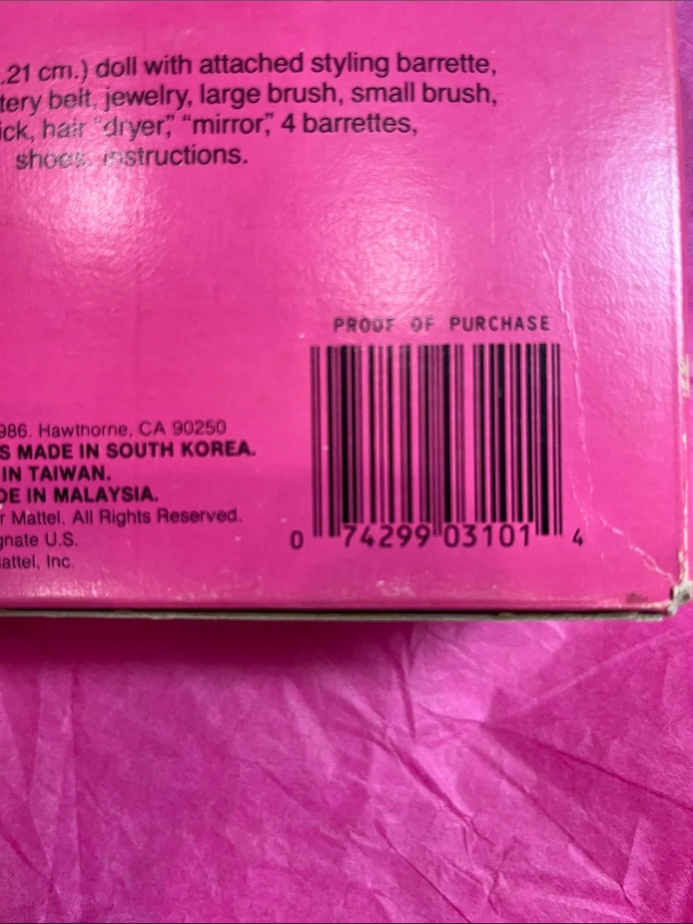 1986 Barbie Super Hair Styling Doll in Pink and Gold Model 3101 NRFB